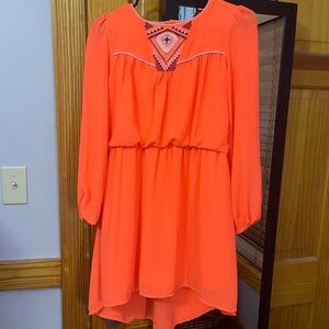 GB Girls Vibrant Orange High Low Dress
